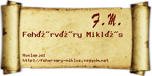 Fehérváry Miklós névjegykártya