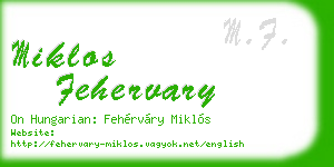 miklos fehervary business card
